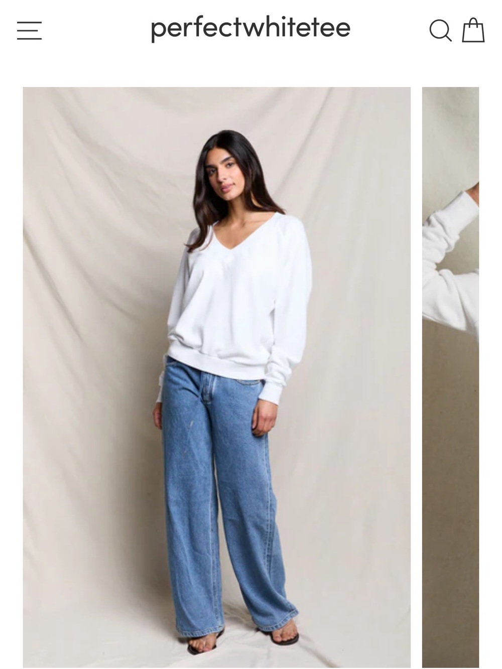 Perfectwhitetee white v-neck sweatshirt